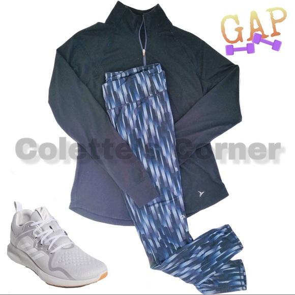 Black 1/4 Zip Pullover Top & Print Active Legging - Picture 8 of 8